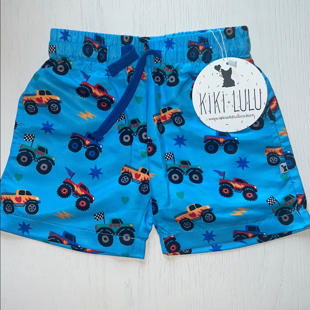 Kiki + Lulu Toddler Boy Monster Truck Swim Trunks Swimsuit 5-6 Years